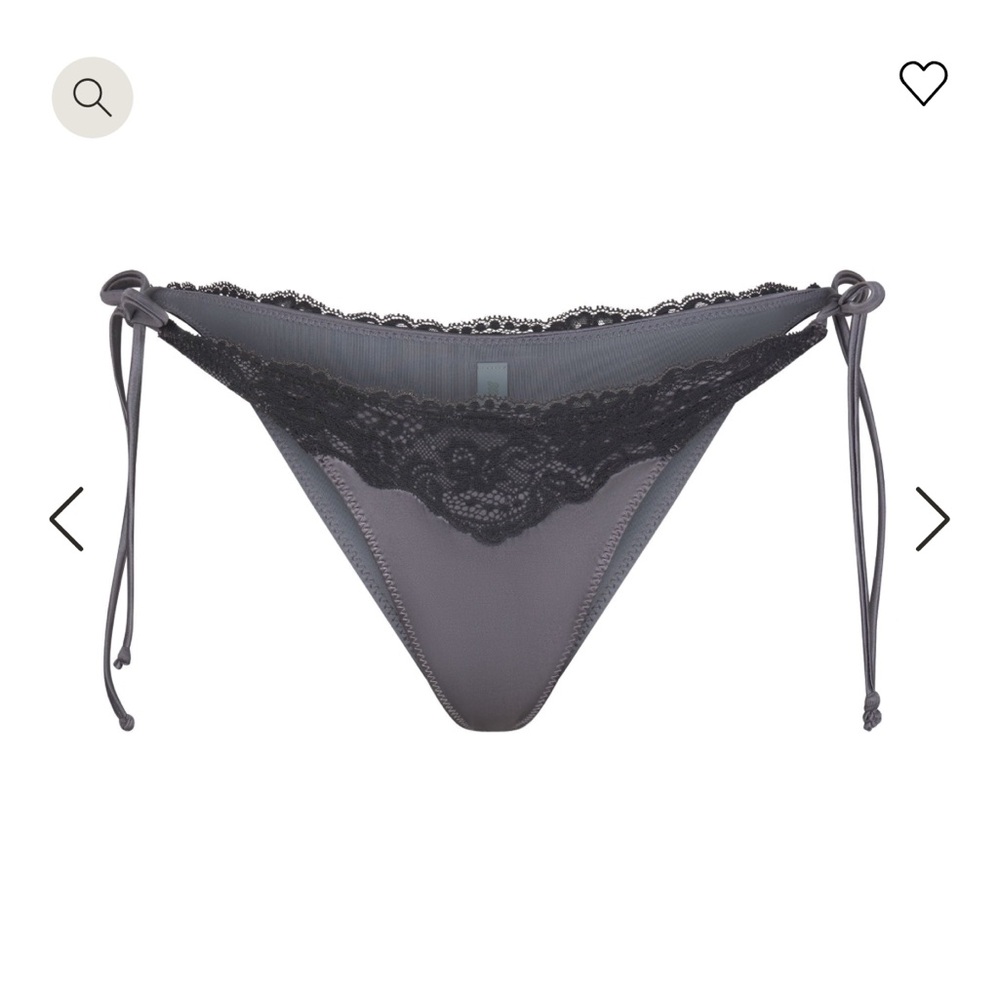 Skims Lace Swim tie bikini bottom NWT gunmetal medium 🩶